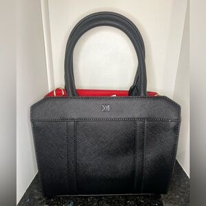 Marsi Bond Designer Vegan Leather Small Tote Handbag in Black